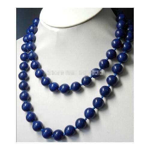 Fine 8mm blue lapis lazuli necklace 32"