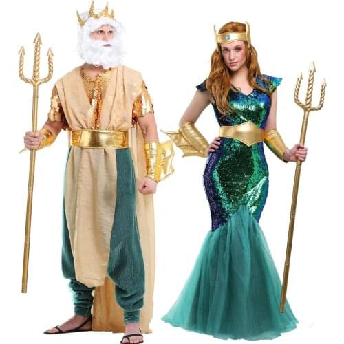 Mens Pharaoh Costume Cosplay Men Women Egypt Egyptian Outfits for Adult Halloween Costumes Couples Neptune