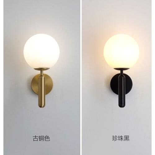 Nordic Creative Glass Ball Staircase Aisle Light Personality Bedroom Bedside Lamp Living Room Corridor Model Room Wall Lamps