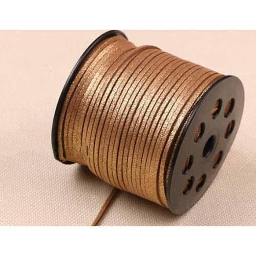 Metallic Brown-Free Shipping 100Yds Glitter Metallic Flat faux Leather Suede Cord, 3mm Cord,Faux Suede Cord for Bracelets 3mm