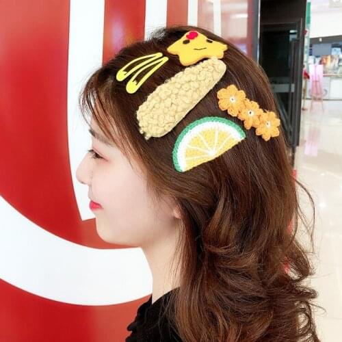 Mix 5pcs/Set girls Hairpin Flower animals fruits hair clips Accessories for women Princess Bang SAFE Barrette Hairgrips Headwear