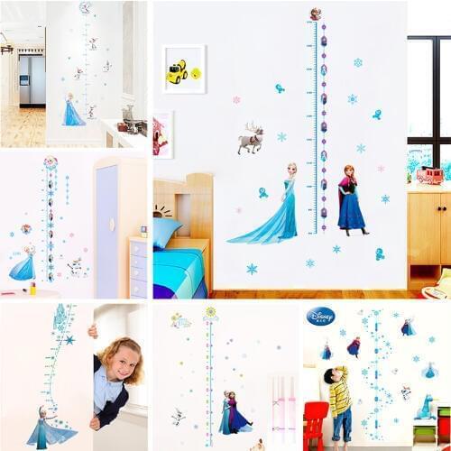 Cartoon disney frozen height measure wall stickers bedroom home decor Elsa Anna princess growth chart wall decals posters