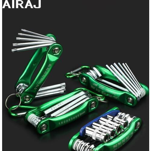 AIRAJ 8/9/12 in 1 Folding Hex Wrench Metal Metric Flat-head Torx Allen Wrench Set Screwdriver Hand Tool Portable Set