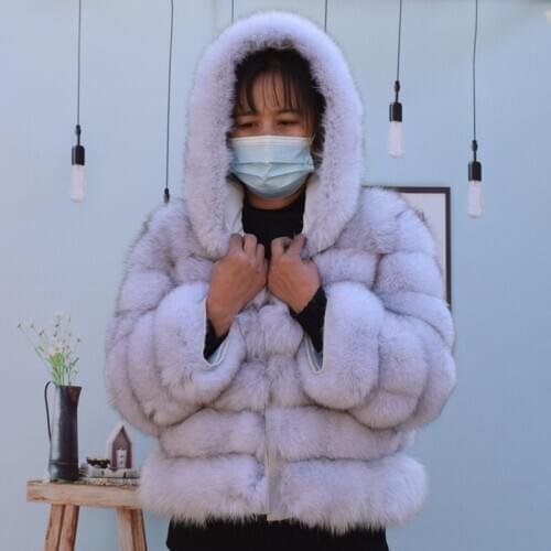 2021 New Natural Fox Bomb Jacket Women Winter Warm Fur Ladies Coat Fashion Vest Free Delivery