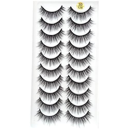 NEW 10 Pairs 3D Soft Mink Hair False Eyelashes Handmade Crisscross Wispy Fluffy Long Lashes Natural Eye Makeup Tools Eye Lashes