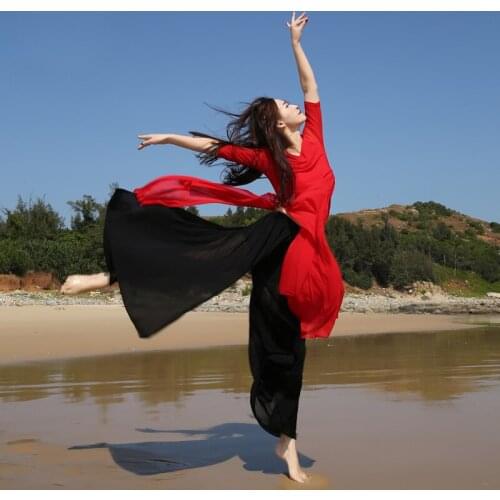 New Style Classical Dance Pactice Clothes For Dancers, Belly Dance Wide-Leg Pants,Loose Oriental Dance Performance Gown