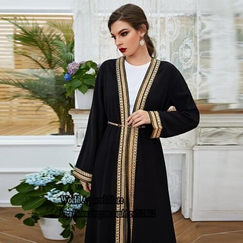 Open Abaya Dubai Kaftan Muslim Kimono Cardigan Robes Longue Musulmane Femme Arabic Dress Abayas For Women Turkey Islam Clothing