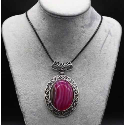 Natural Tiger Eye Stone Malachites Pendant Necklace Exquisite Oval Agates Pendant Necklace for Jewelry Necklace Length 46x75mm