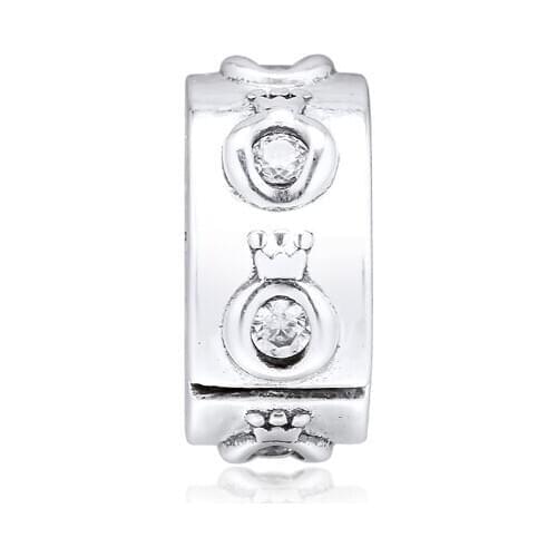 Authentic 925 Silver Jewelry Sparkling Crown O Clip Charm Fits European Charms Bracelets Woman DIY Beads For Jewelry Making