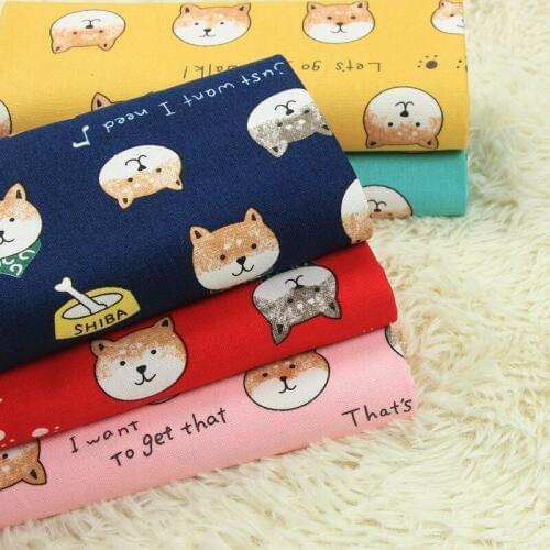 Half Yard Thicken Cotton Fabric With Cartoon Dog print, Handmade DIY Bag Mouth Gold Package Garment Cloth 100% Cotton D30