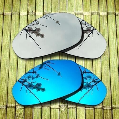 Polarized Replacement Lense For-Oakley Juliet Sunglasses Frame True Color Mirrored Coating - Chrome&Blue Combine Options