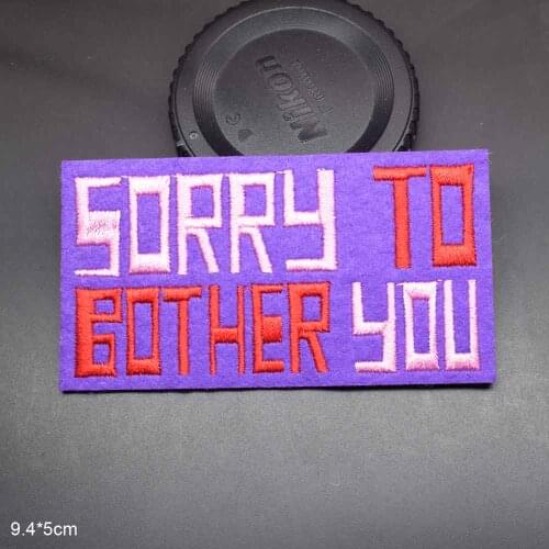 Sorry To Bother You Pink Purple Words Letters Sad Broken Heart Iron On Embroidered Clothes Patches For Girl Woman Skirt Clothing