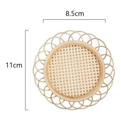Simple Style Handmade Bamboo Woven Coaster Coffee Shop Homestay Decoration Home Lace Cup Holder Mats & Pads