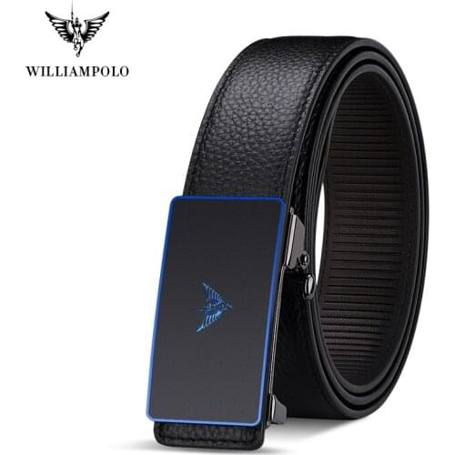 WILLIAMPOLO 2021 Genuine Leather Brand Belt Men Top Quality Luxury Leather Belts for Men Strap Male Metal Automatic Buckle