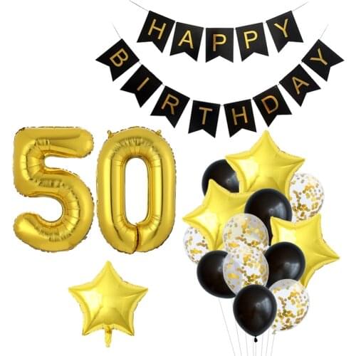 Happy Birthday Banner Decoration Balloons for Children Gold Helium Globos 50 Birthday 1 Year Party Favors Kids Party Supplies