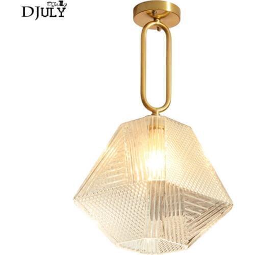 Nordic modern Diamond ice cube copper glass ceiling lights for bedroom study stairs luxury living room lights led ceiling lamp