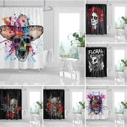 Skull Hunter Shower Curtain Tiger Pattern Waterproof Bath Screen Multi-Size Bathtub Curtain Decor Bathroom Accessories