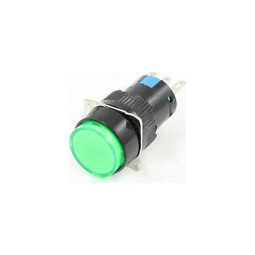 Green Round Cap SPDT 3 Pins Momentary Push Button Switch AC 250V 3A DC 30V 5A