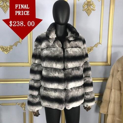 Coat Jacket Real Rex Rabbit Fur Outwear Stand Collar 2020 Winter Short Fashion Warm Women Overcoat