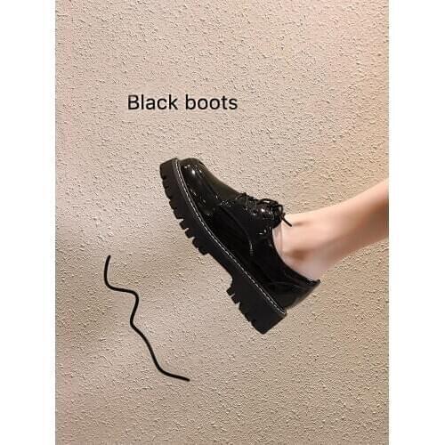 Womens shoes leather shoes 2020 new autumn soft-soled fashion platform lace-up casual shoes