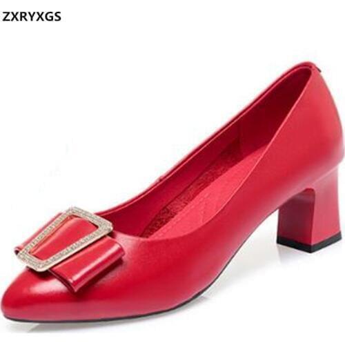 Hot 2020 New Top Cowhide Elegance Bow Fashion Shoes Women Genuine Leather Shoes Large Size Banquet Wedding High Heeled Shoes