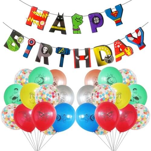 1Set Marvel Spiderman Hulk Confetti Latex Balloons Happy Birthday Banners Party Decor Boy Children Birthday Balloons Kids Toy