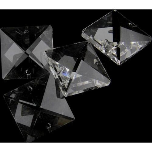 100PCS/lot ,16MM SQUARE glass beads in 2 holes ,TRANSPARENT COLOR, FREESHIPPING, CRYSTAL PRISM OF CHANDELIER