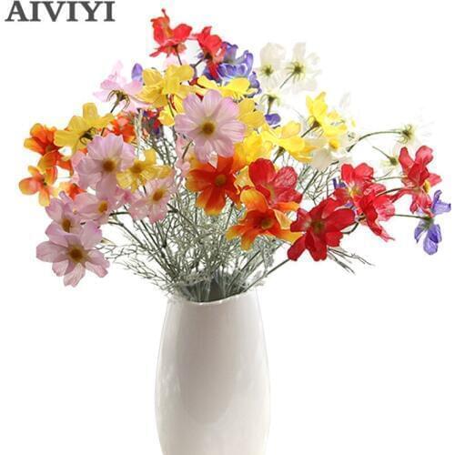 11 Pcs/Lot (10 heads per pieces)Artificial Flowers Daisy Silk Flowers Chrysanthemum Wedding Decoration Home Living Room Festival