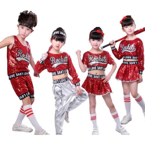 2020 Songyuexia Girl Jazz Dance Costumes for Girls Children Stage Dance Clothes Exposed Navel Tide Kid Hip hop Sequin Dance Suit