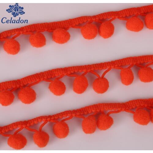 5Yards 5mm-10mm Mini Ball Pom Pom Lace Orange Red Color Pompom Trim Ball Fringe Ribbon Wedding Decoration DIY Sewing Accessories