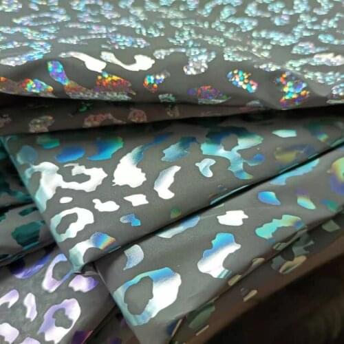 91x140cm Leopard Printed Reflective Nylon Cloth DIY Sewing Clothing Bags Material Handmade Craft Tent Umbrella Fabric Supplies