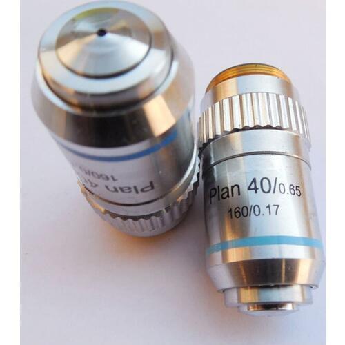 With Spring 40X / 0.65 Plan Achromatic Microscope Objective Lens Biological Microscope accessory DIN160/0.17 Free Shipping