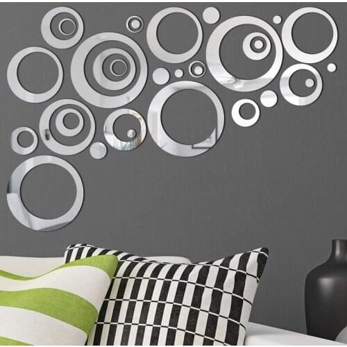 24pcs/set Acrylic Mirror Surface DIY 3D Dot Circle Wall Sticker Home Decor Living Room Bedroom Decoration Poster Round Art Mural