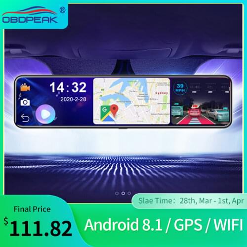 4G Android 8.1 Car DashCam Dvr 1080P Rearview Smart Mirror DVR Wifi GPS Navigation ADAS Dual Len Car Auto Registrator Wide Angle