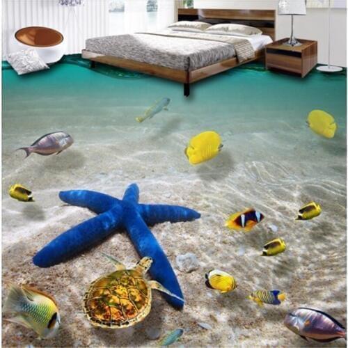 Beibehang custom floor affixed to the marine world shopping malls 3D stereoscopic thick waterproof wear - resistant floor til