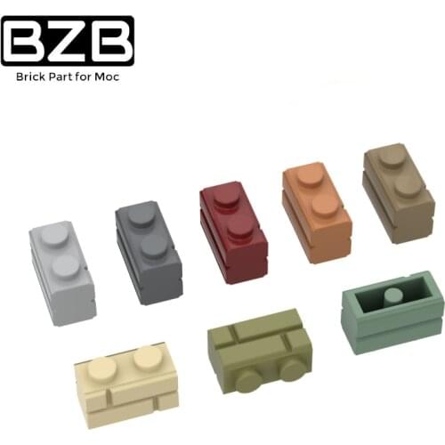 BZB MOC 98283 1x2 Checkered Brick City Wall Brick Creative Building Block Model Kids DIY High-tech Brick Parts Toy Best Gift