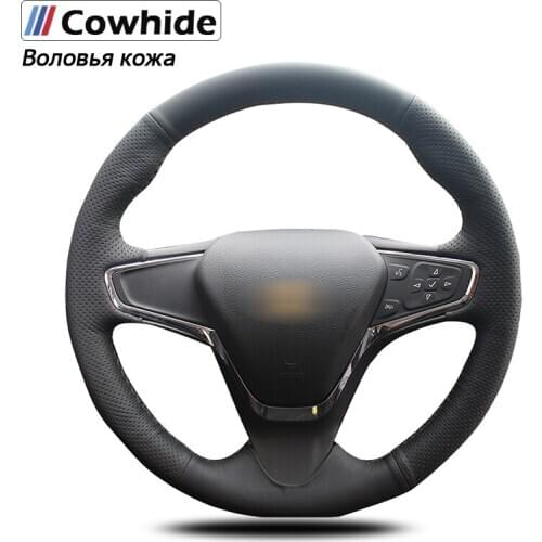 Handsewing Black Genuine Leather Steering Wheel Covers For Chevrolet Cruze 2015 Volt 2016 2017 New Cruze