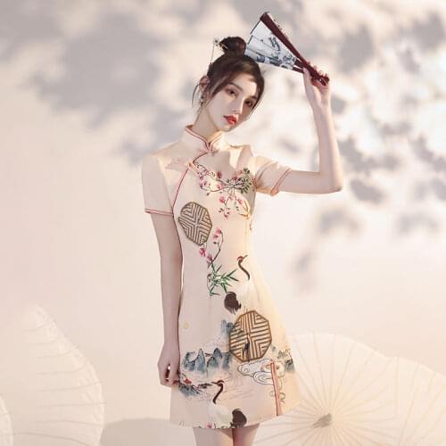 Cheongsam 2021 summer short sleeve girls dress
