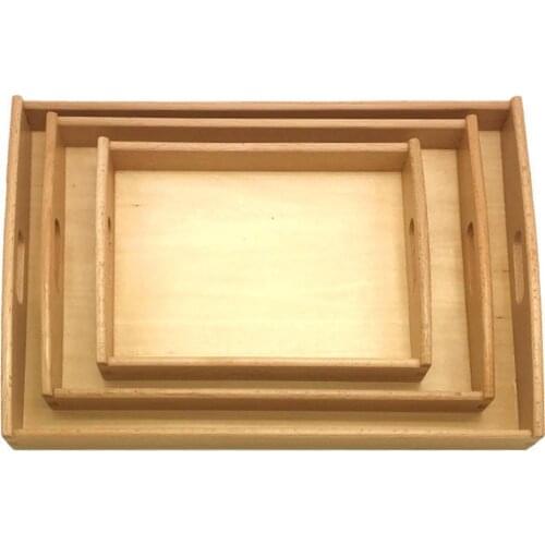 Wooden Montessori Tray Set Montessori Practical Life Materials Small Tray Teaching Receive Pallet Kids Education Toys