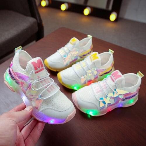 Baby Lightweight Breathable Sneakers Boys Led Anti-slippery Glowing Shoes Girl Wear-resistant Casual Light Shoes Light Up Shoes