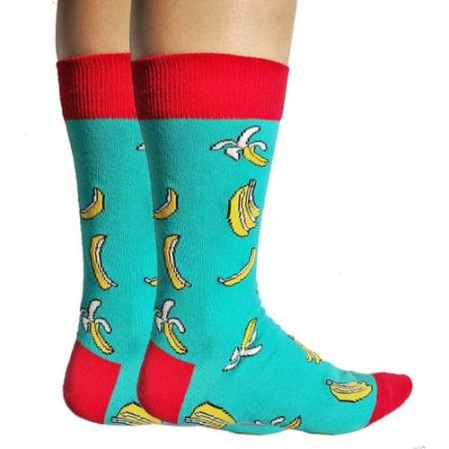Mens Animal Happy Funny Socks Novelty Cherry Monkey Happy Cotton Sokken Men Dress Wedding Pug Beer Clacetines Hombre Divertidos