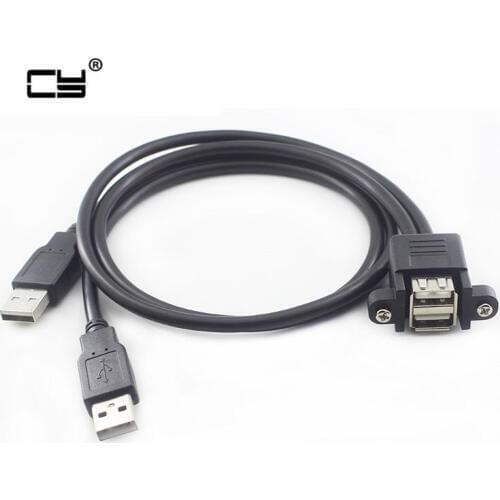 Dual Port USB 2.0 A Male to Female M/F Extension Screw Lock Panel Mount Cable 30cm 50cm 100cm 1ft 3ft