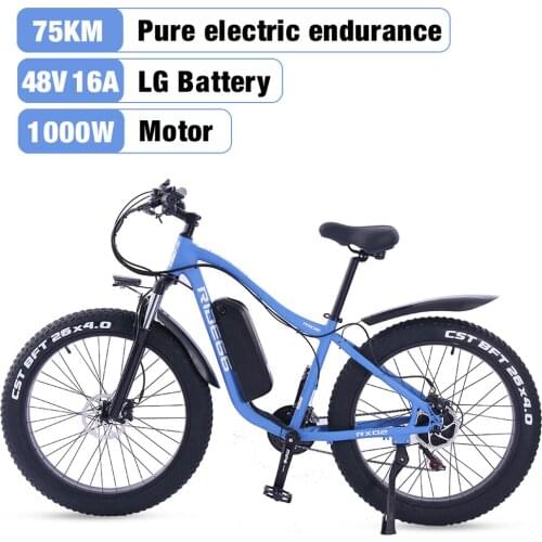 Electric Bike 1000W 48V 16A Mountain e Bicycle Fat Tire 21Speed ebike Adults Mens 26 Inch Aluminum Frame RX02