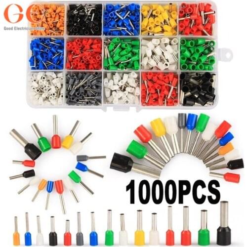 1000PCS Insulated Wire Cable Cord End Ferrules Terminal Assortment Kit wire crimp connector butt connector electrical connector
