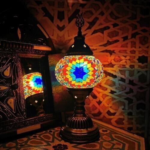 Moroccan Metal Led Table Lamp Turkish Glass Desk Lamps for Bedroom Bedside Bar Living Room Home Decoration Vintage Light Fixture