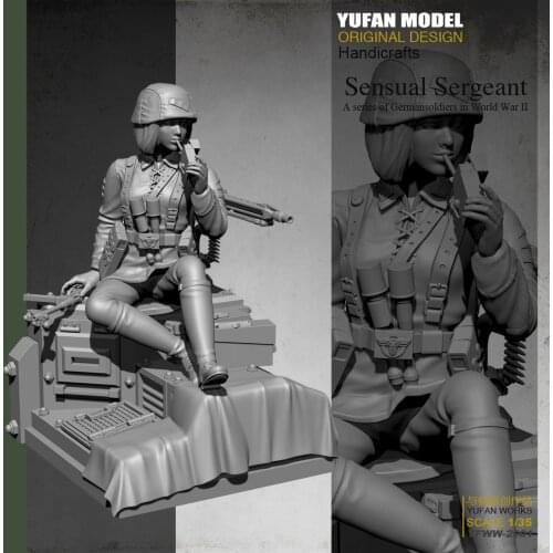 Yufan Model 1/35 Female Soldier+platform Resin Soldier Colorless and self-assembled Yfww-2001
