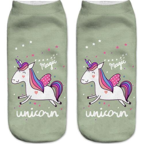 Fashion Women Socks 3D Unicorn Print Socks Men Unisex Low Cut Funny Ankle Lovely Short Socks