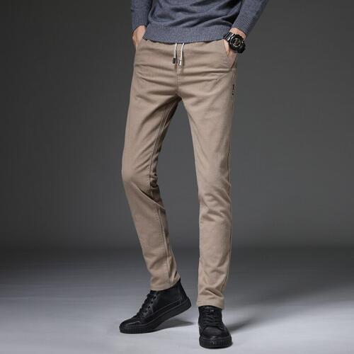 4 Colors Skinny Pants Men 2020 Autumn New Fashion Streetwear Slim Fit Elastic Waist Brand Casual Trousers Male Black Green Khaki
