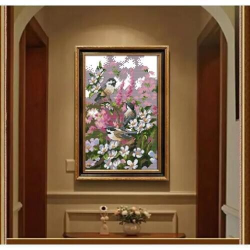 Birds and flowers Cross Stitch Kits Printed pattern canvas Chinese Embroidery Needlework set Animal Cross-stitch Home Decoration