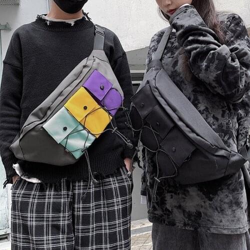 Unisex Chest Bag Multi Functional Tactical Package Oxford Black Men Waist Bag Travel Running Belt Purse Male Messenger Bags